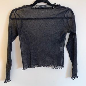 Sheer Sparkly Black Mesh Brandy Melville Top